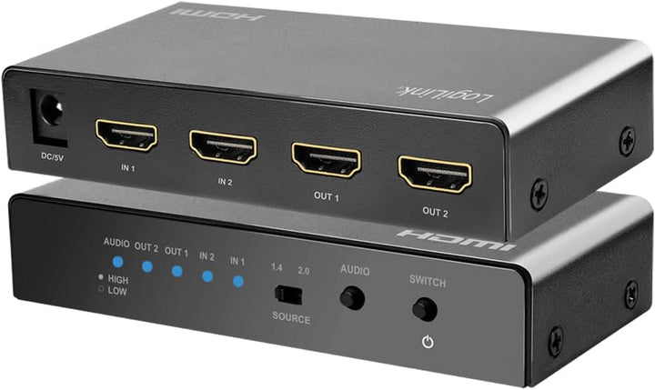 LogiLink HD0039 - HDMI-Switch 2x2-Port (2X Quellen & 2X Ausgänge), bidirekt, 4K/60 Hz, EDID, HDCP, H