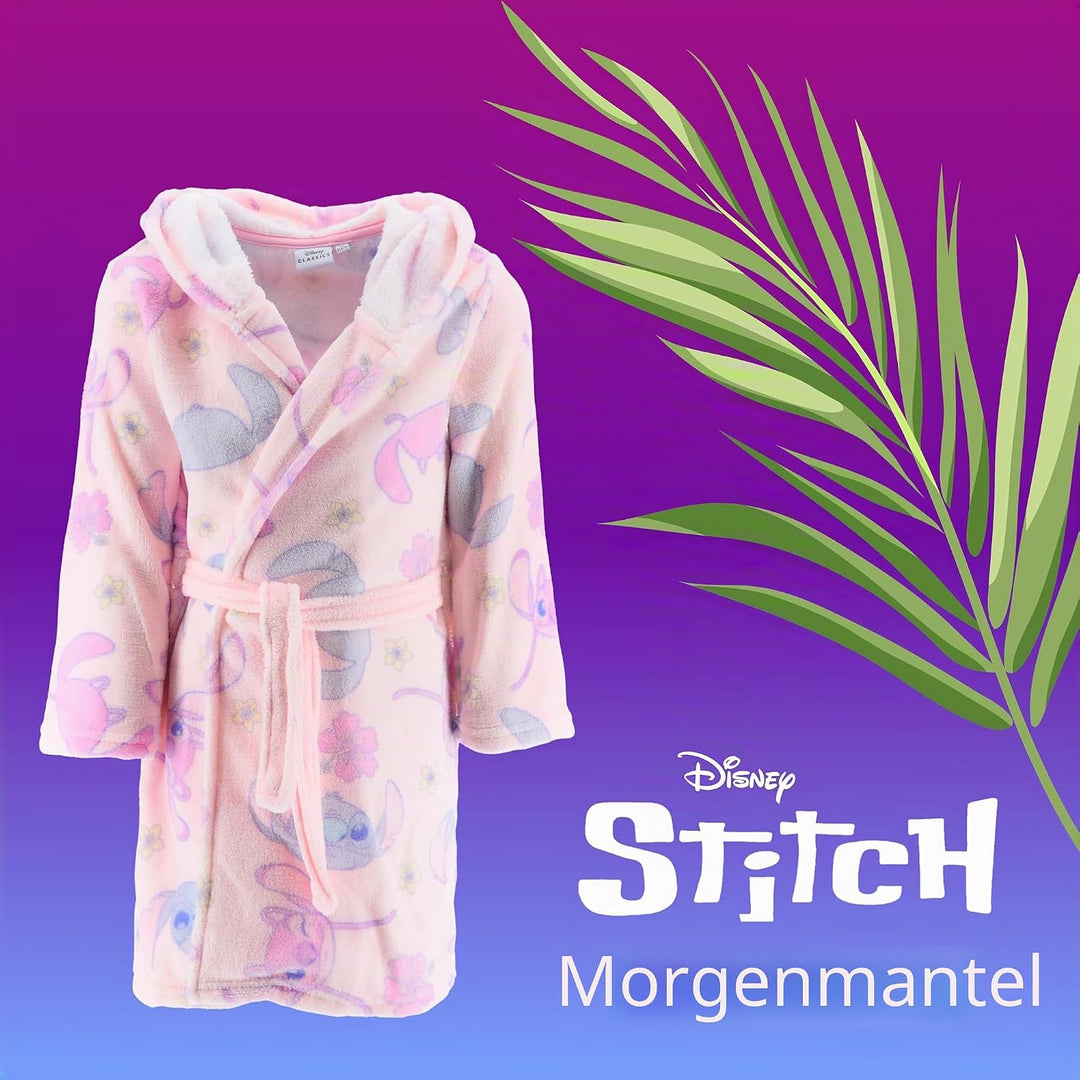 Disney Stitch Bademantel für Mädchen, Warmer und Weicher Fleece Morgenmantel Geschenk für Mädchen, G