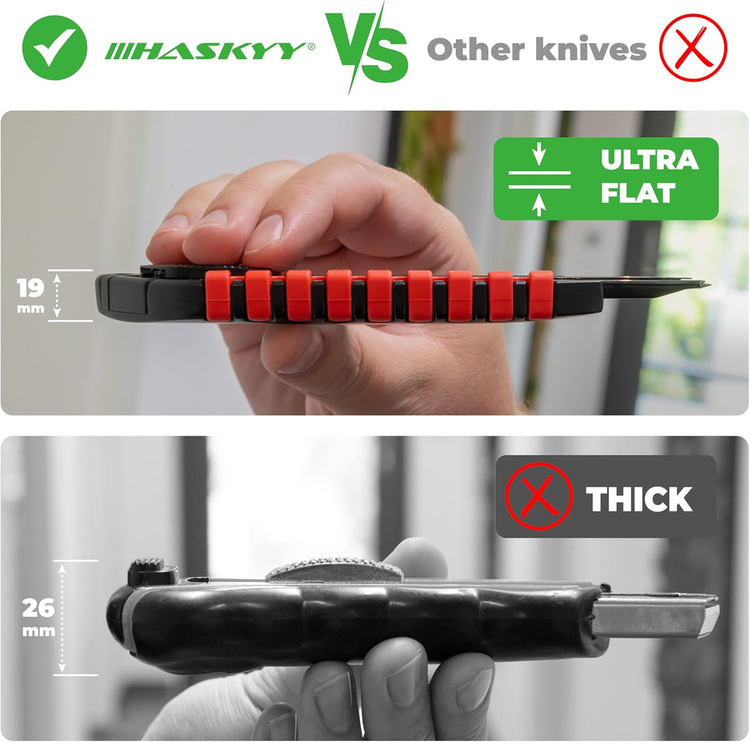 HASKYY Cuttermesser Teppichmesser Universal Professional Set 5x Cutter Messer 18mm mit Extra scharfe