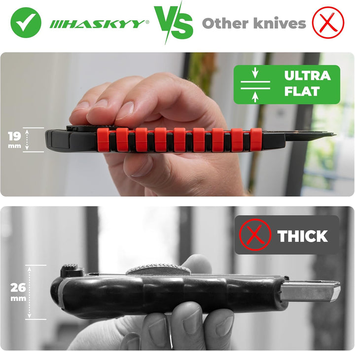 HASKYY Cuttermesser Teppichmesser Universal Professional Set 5x Cutter Messer 18mm mit Extra scharfe