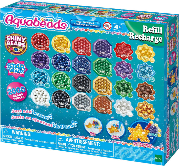 Aquabeads 31995 Perlmuttperlen Nachfüllpack - Nachfüllset & 31520 Glitzerperlen - Nachfüllset Nachfü