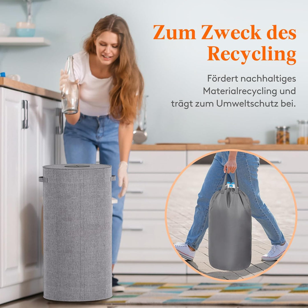 Lifewit 100L Kreis Pfandflaschen Sammelbehälter mit Deckel, Grosser Pfandflaschen behälter für die L