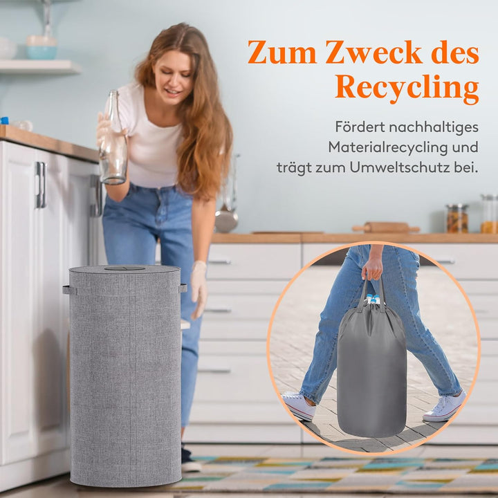 Lifewit 100L Kreis Pfandflaschen Sammelbehälter mit Deckel, Grosser Pfandflaschen behälter für die L