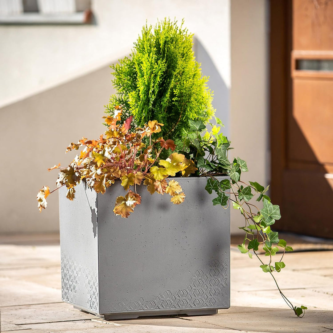KADAX Pflanzkübel aus Kunststoff, 39x39cm, 7 Farben, quadratischer Blumentopf, Blumenkübel mit Rolle