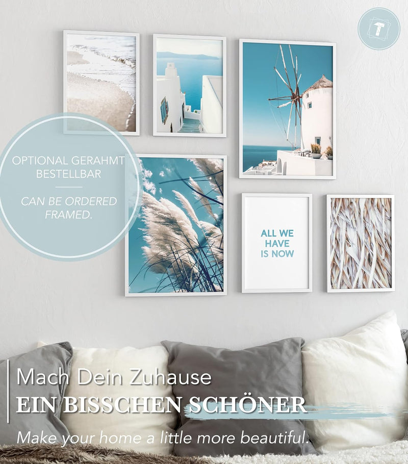 Papierschmiede® Mood Poster Set Greece Vacation, Bilder Wohnzimmer Deko Schlafzimmer, 2x DIN A2 und