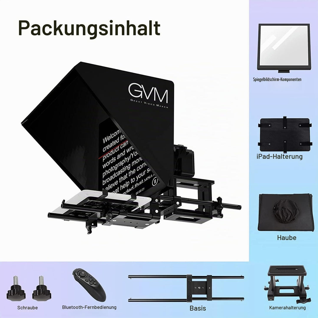 GVM Teleprompter für Tablet DSLR Kamera Smartphone, Tragbares 18&