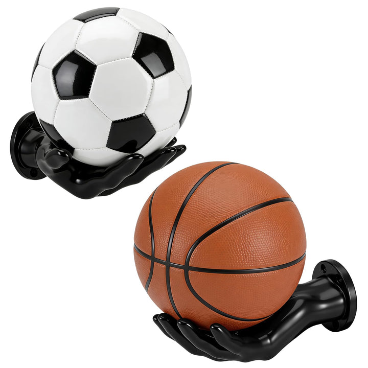 2 Stück Basketball Halterung Wand, Schwarz Ballhalter in Handform