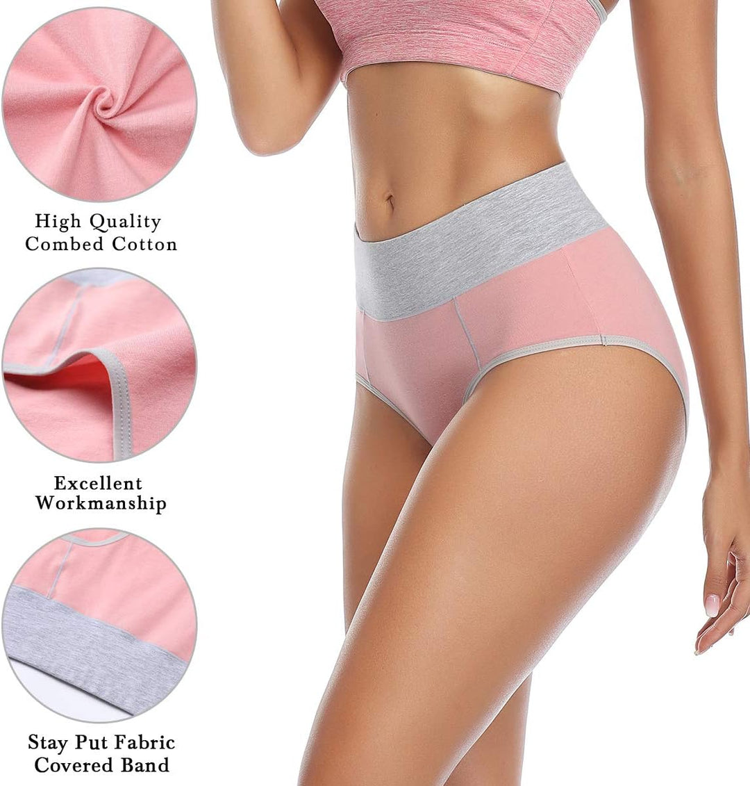wirarpa Unterhosen Damen Baumwolle Unterwäsche Frauen Taillenslip Hohe Taille Slip 5er Pack 4XL Mehr