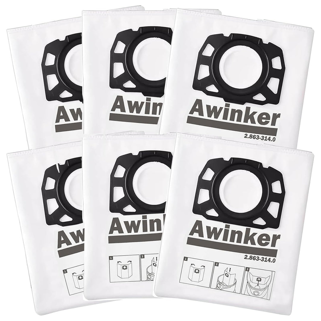 6 Stück KFI 357 Staubsaugerbeutel für Kärcher WD2 WD3 KWD1 KWD2 KWD3 WD3.200 - WD3.800 M/SE4001/SE40