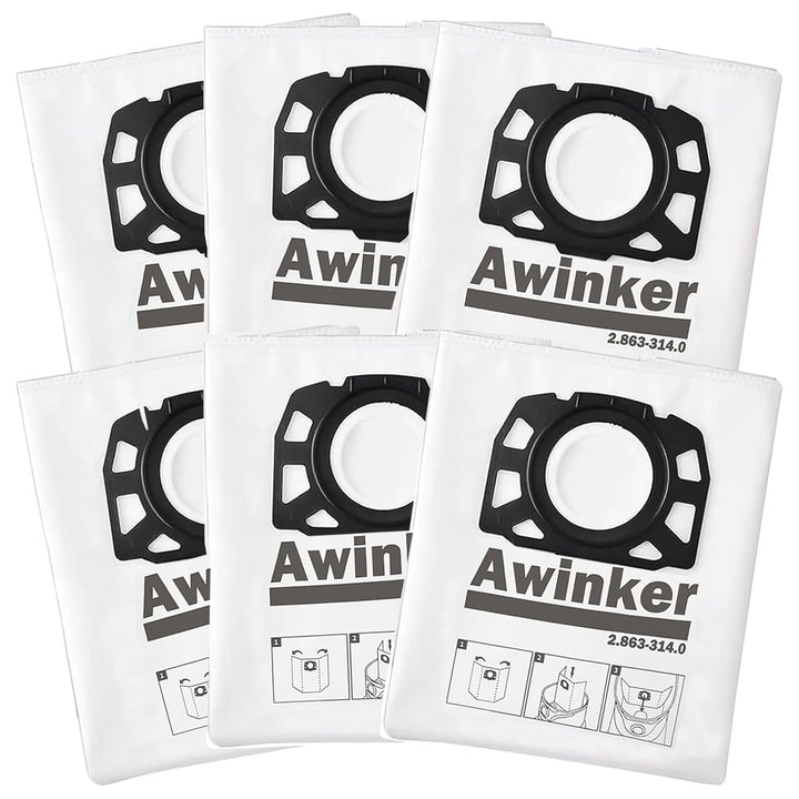 6 Stück KFI 357 Staubsaugerbeutel für Kärcher WD2 WD3 KWD1 KWD2 KWD3 WD3.200 - WD3.800 M/SE4001/SE40