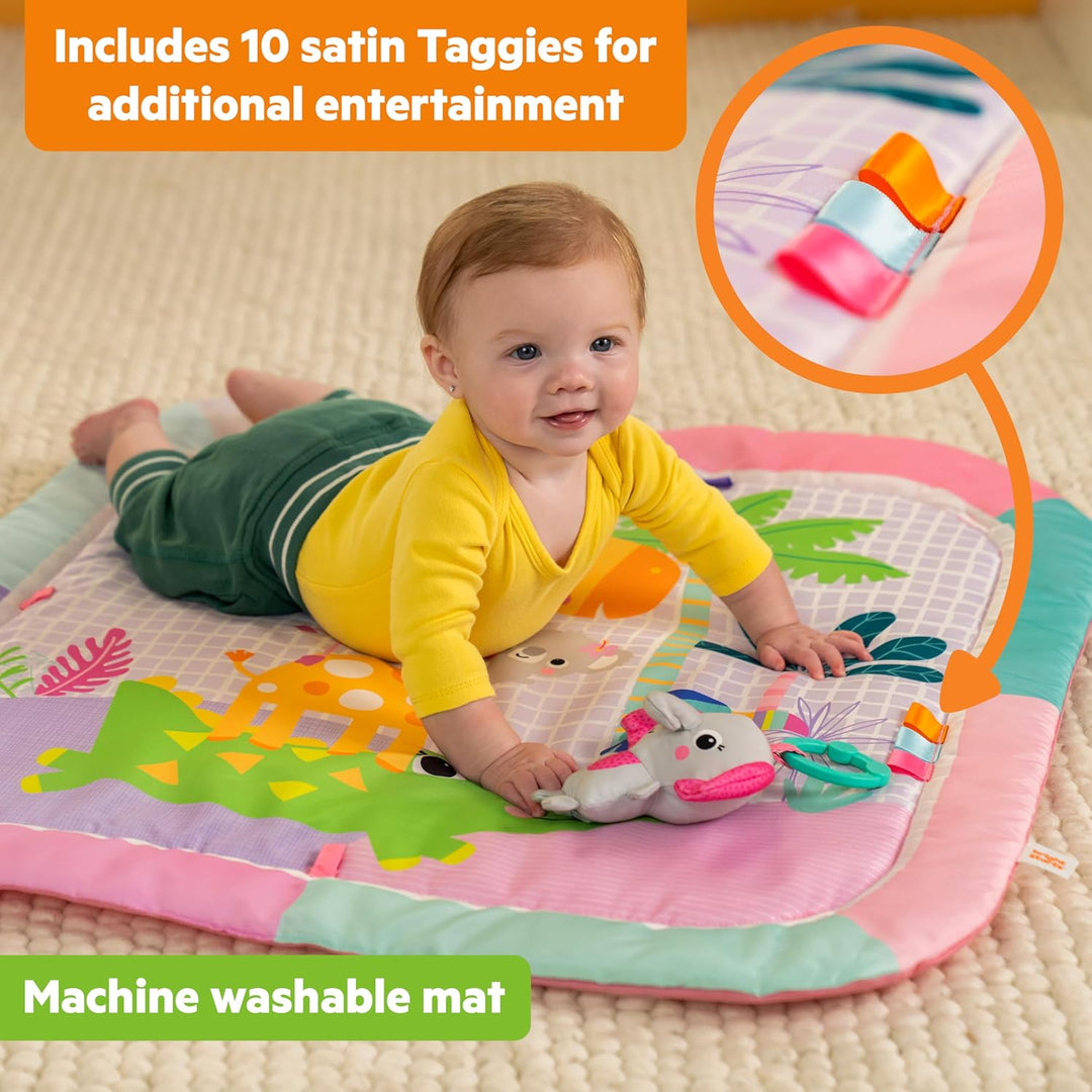 Bright Starts Wild Wiggles Sweet Safari FoldAway Aktivitätsspielzeug, rosa Spielmatte für Mädchen ab