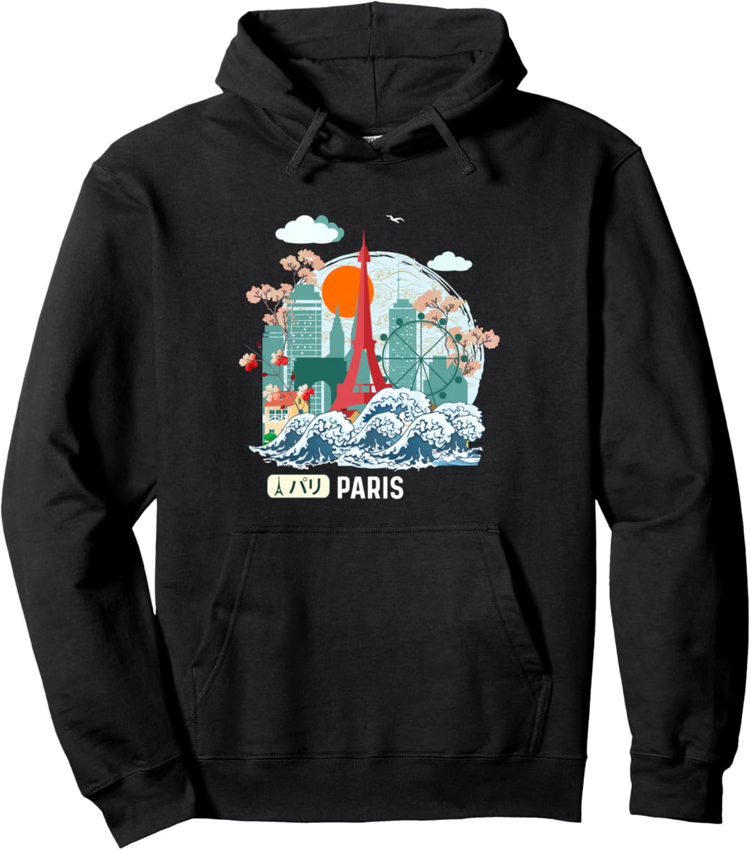 Paris Frankreich Japanische Grosse Welle Kanagawa Pullover Hoodie