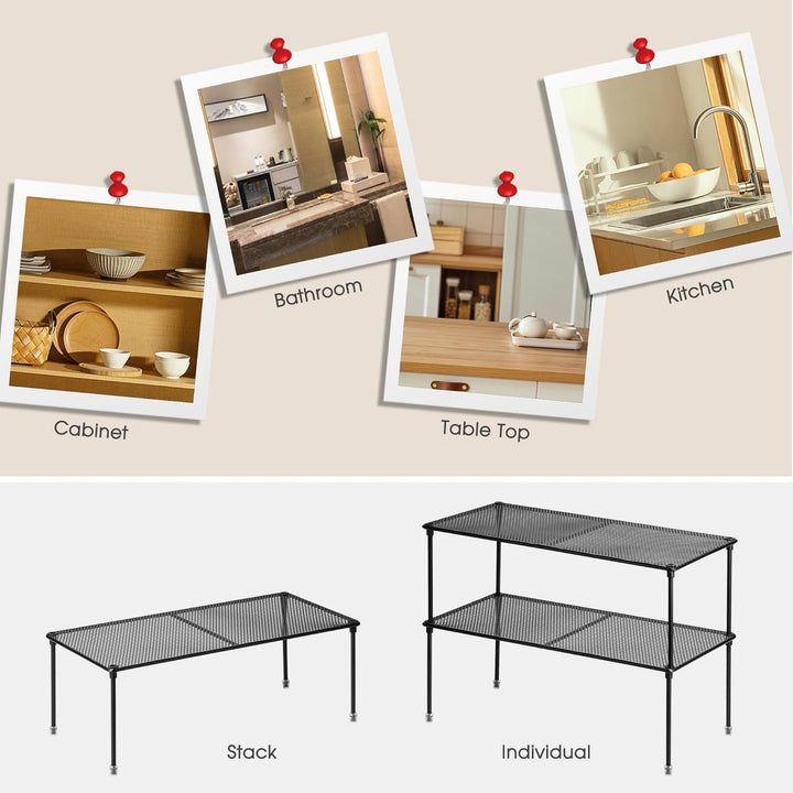 2er-Pack Küchenschrank-Regal-Organizer für Schrank, erweiterbare und stapelbare Theke Schrank Organi