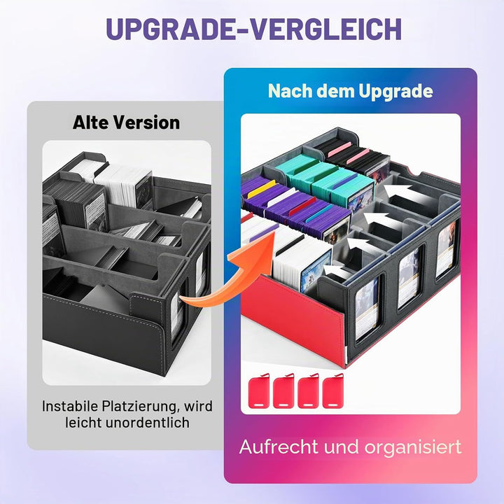 Sammelkarten Aufbewahrungsbox mit Commander Display; 2400+ Deck Box für MTG mit abnehmbarem Deckel;