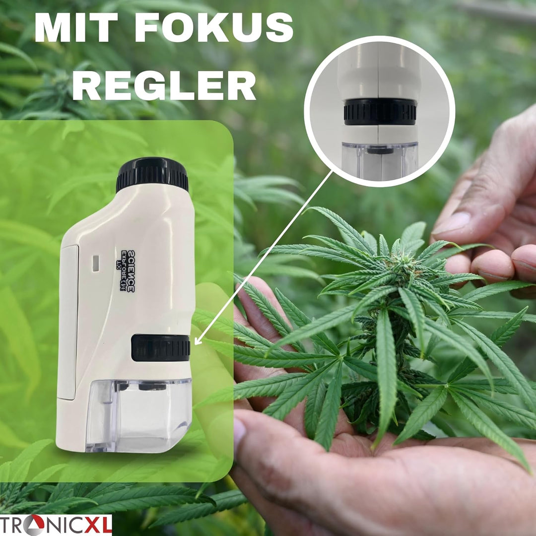 Grow Taschenmikroskop + Akkus 60x - 120x Lupe Mikroskop für Trichome Ernte Zubehör für Growbox Growe