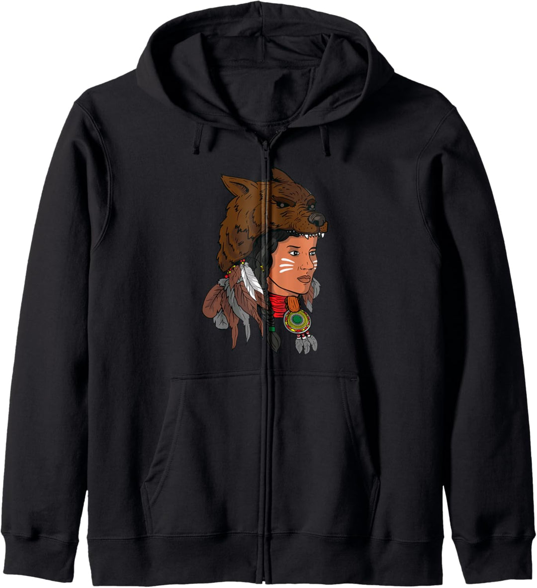 Native American Wolves Wolf Headdress Women Kapuzenjacke