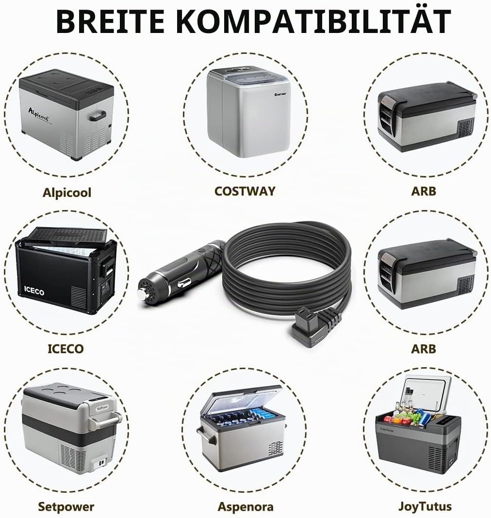 KFD 12V-24V Kfz Kühlbox Kabel, Auto Kühlschrank Kabel für Alpicool Mobicool Waeco CF-18 DOMETIC Alpi