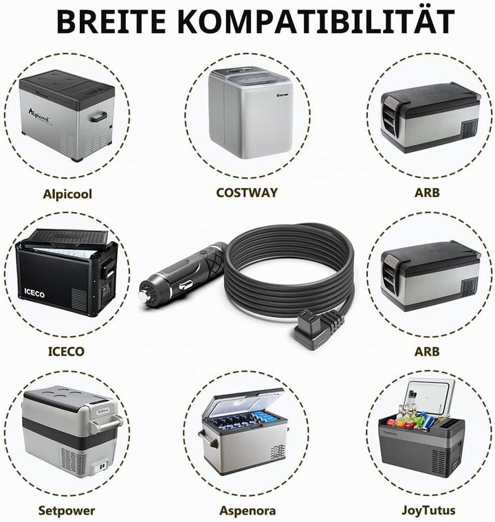 KFD 12V-24V Kfz Kühlbox Kabel, Auto Kühlschrank Kabel für Alpicool Mobicool Waeco CF-18 DOMETIC Alpi