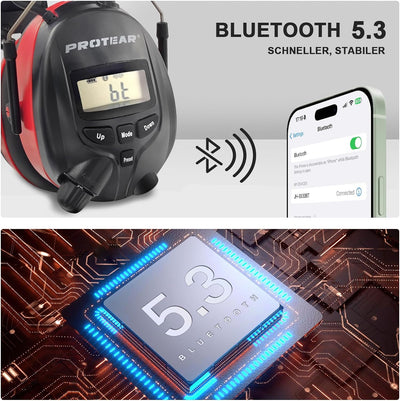 PROTEAR Gehörschutz mit Radio und Bluetooth, FM / AM-Digital-Radio, Sicherheits-Ohrenschützer für Ar