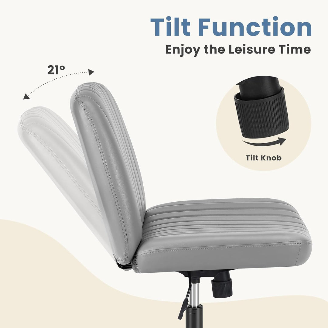 DUMOS Bürostuhl Ohne Armlehne Gehoben und Bequemes PU-Leder Criss Cross Chair mit Verbreitertem Sitz
