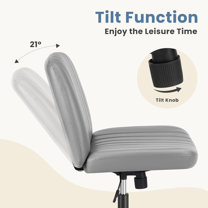 DUMOS Bürostuhl Ohne Armlehne Gehoben und Bequemes PU-Leder Criss Cross Chair mit Verbreitertem Sitz