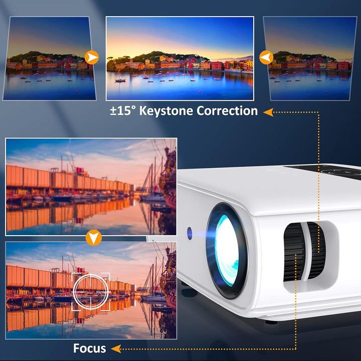 HOPVISION Beamer,4K Beamer 15000 Lux Native 1080P WiFi Beamer Full HD Heimkino Video Beamer 4K Bluet