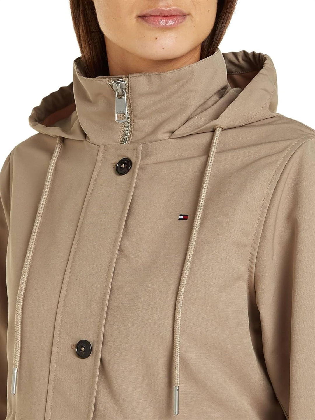 Tommy Hilfiger Damen Cotton Blend Parka Ww0ww38778 Parkas 68 Beige (Beige), 68 Beige (Beige)
