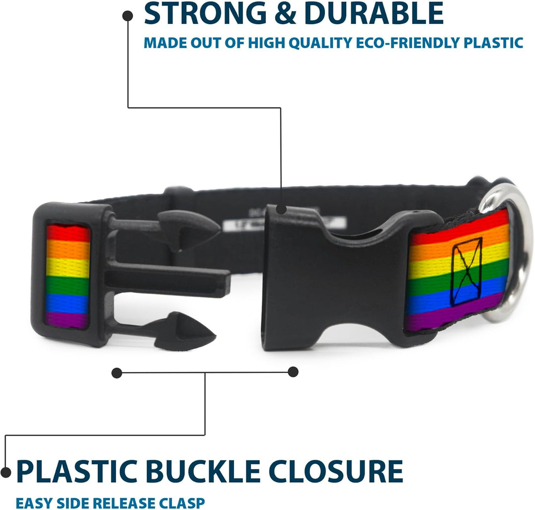 Buckle-Down PC-W30693-WM Flag Gay Pride Rainbow Plastic Clip Collar, Wide Medium/16-23 1.5" Wide - F