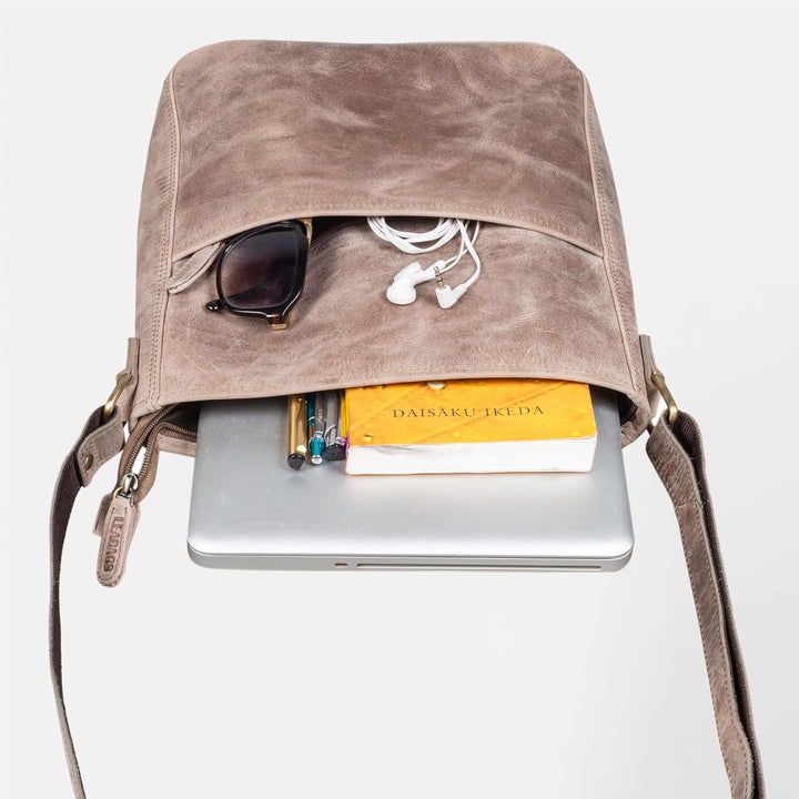 LEABAGS Leder Handtasche Damen I Premium Echtleder Umhängetasche I Schultertasche I Damentasche I Tr