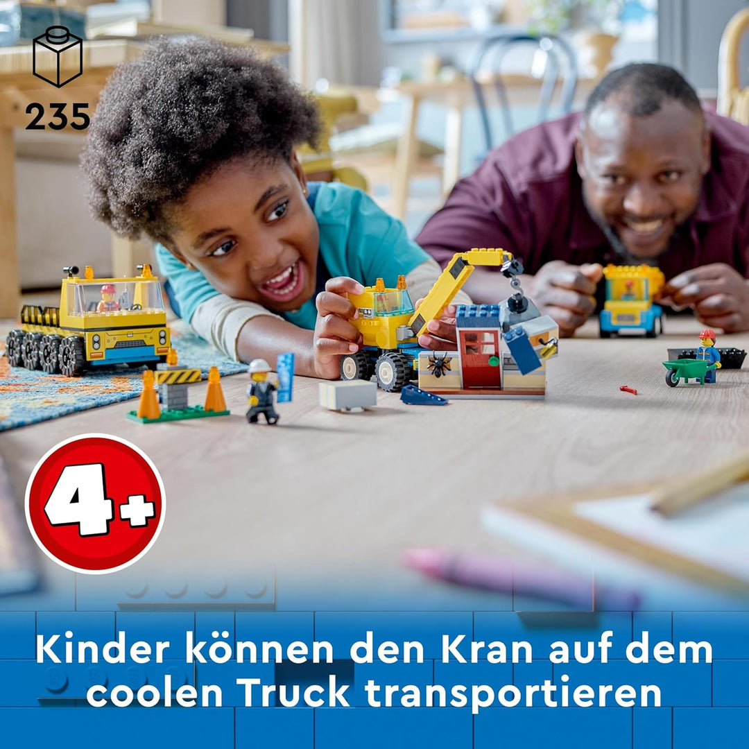 LEGO City Baufahrzeuge und Kran mit Abrissbirne, Spielzeug mit Bagger, Kipper und Transportfahrzeuge
