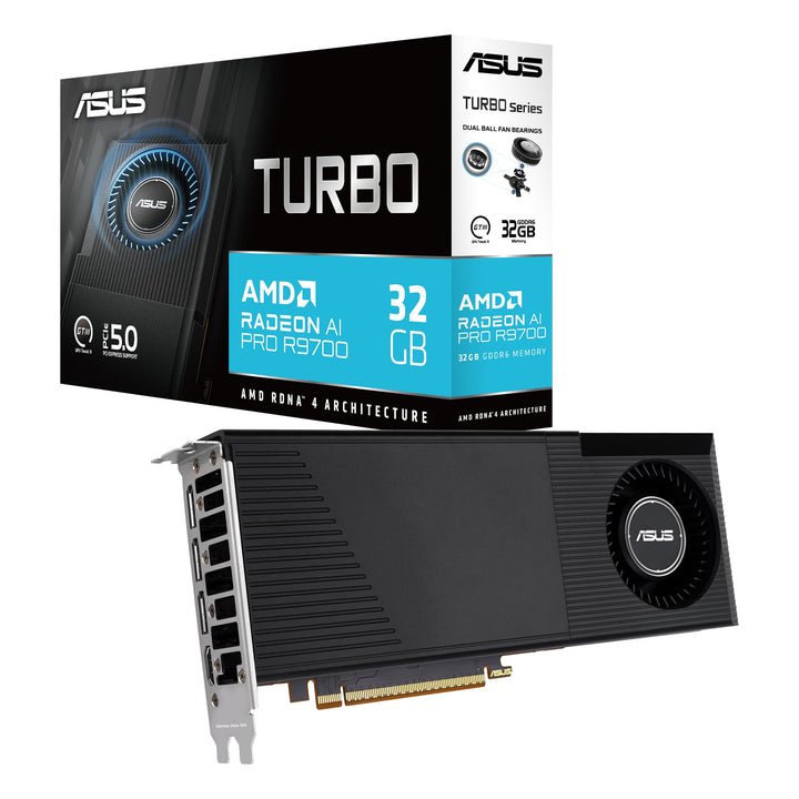 ASUS Turbo Radeon AI PRO 32GB R9700 Workstation Grafikkarte (AMD RDNA 4, 2-Slot Design, 32GB GDDR6 V