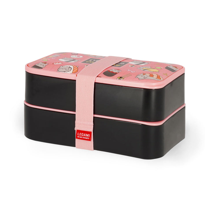 Legami – Lunchbox, 3 Besteckteile inklusive, Sushi Cat, Behälter, Fassungsvermögen 1200 ml, auslaufs