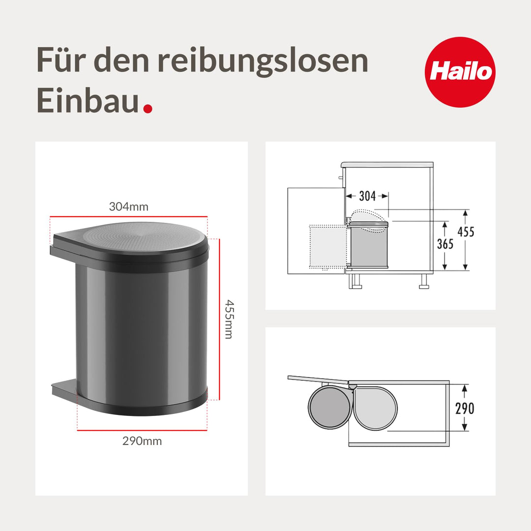 Hailo Abfallsammler Swing Mono Mülleimer Abfalleimer 3515 slate-grey NEU