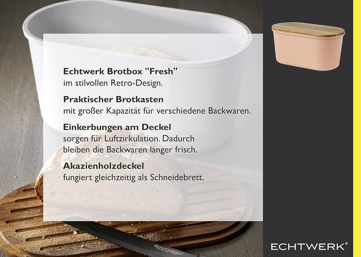 ECHTWERK Brotkasten “FRESH“, Brotbox, Brotaufbewahrung, Platzsparende Aufbewahrungsbox, Brotkorb mit