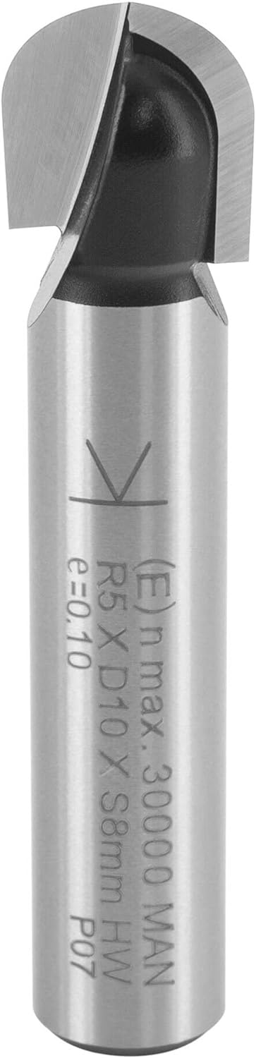 ENT 12284 Hohlkehlfräser HW, Schaft (S) 8 mm, Radius (R) 5 mm, Durchmesser (D) 10 mm, NL 9,5 mm, SL