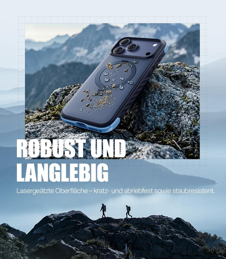 TORRAS Ostand Q3 Rugg für iPhone 17 Pro Hülle, Extrem rutschfest & fingerabdruckfrei, 360° Ständer f