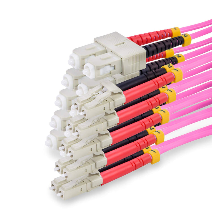 5er Pack 3m LWL Kabel SC/LC OM4 Duplex Multimode 50/125µm 10 Gigabits 3,00m 5-Pieces SC Duplex to LC
