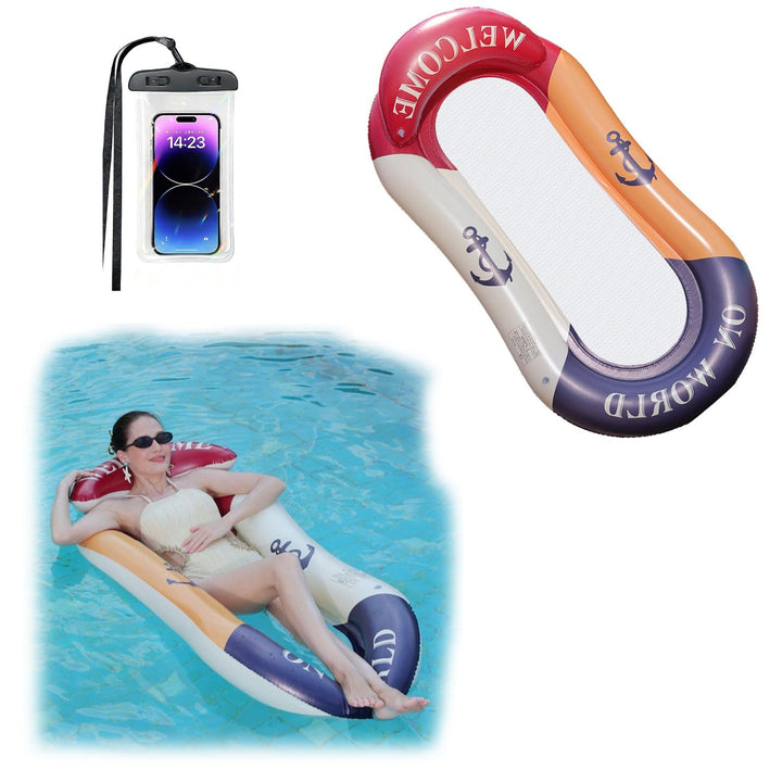 luftmatratze mit Netz, Pool matratze mit wasserdichter Handytasche wasserhängematte mit Netz, luftma