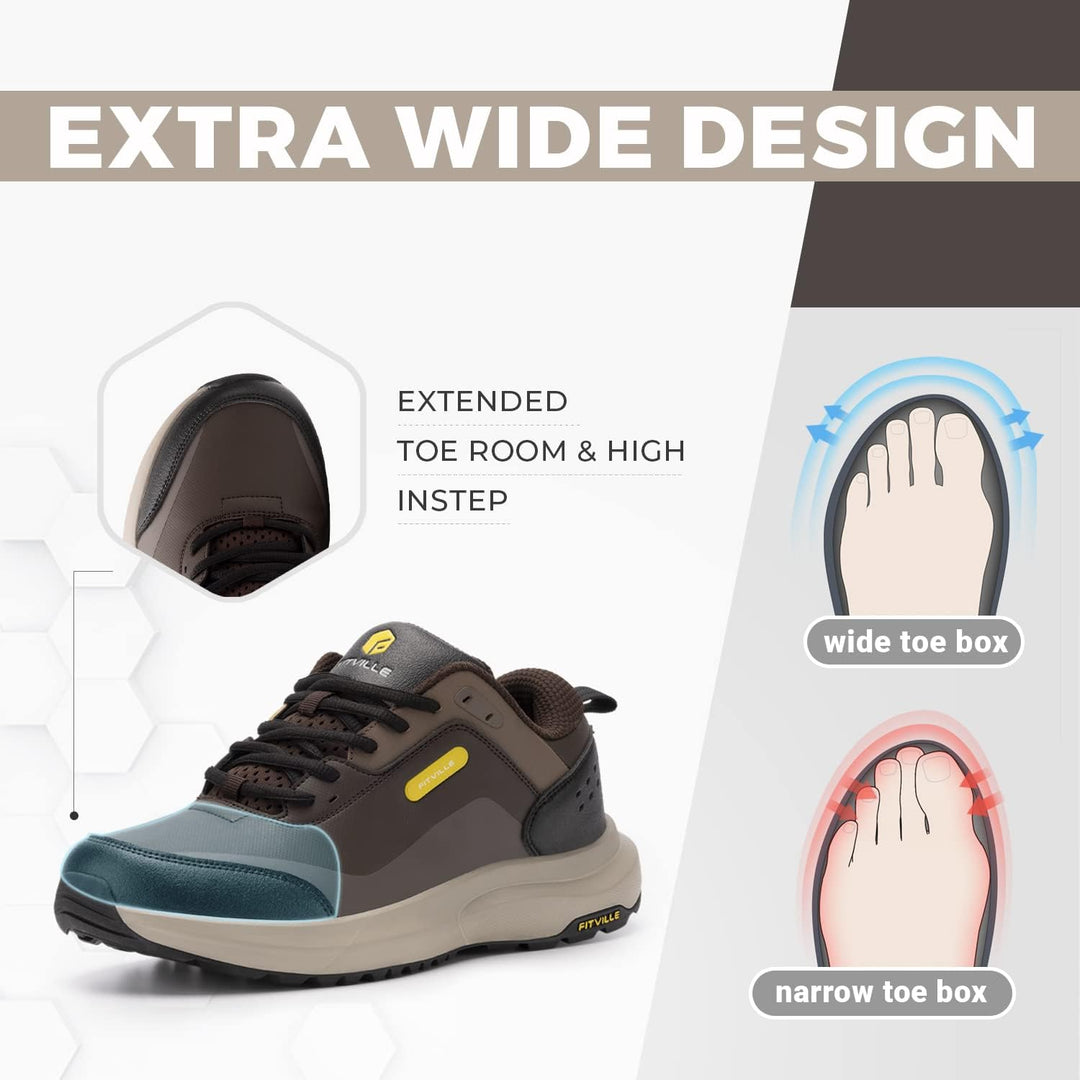 FitVille Extra Weit Wanderschuhe Herren Leicht Trekkingschuhe Wasserdicht Outdoor Schuhe Bequeme Lau