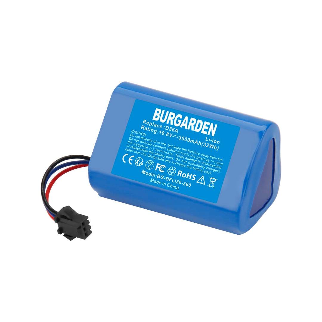 BURGARDEN 10.8V 3000mAh Li-ion Ersatzakku für Ecovacs D36A D36B D36C D36E DA60 DA611 DB35 Deebot Sli
