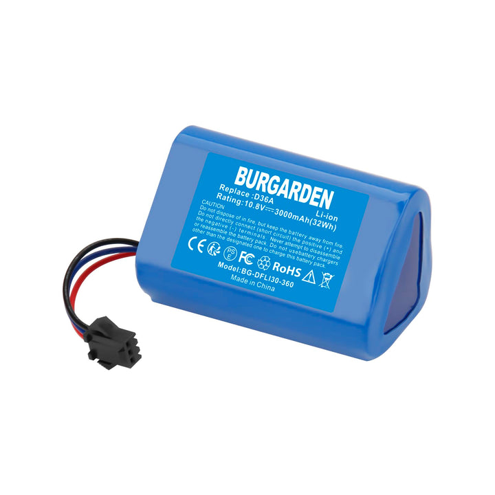 BURGARDEN 10.8V 3000mAh Li-ion Ersatzakku für Ecovacs D36A D36B D36C D36E DA60 DA611 DB35 Deebot Sli