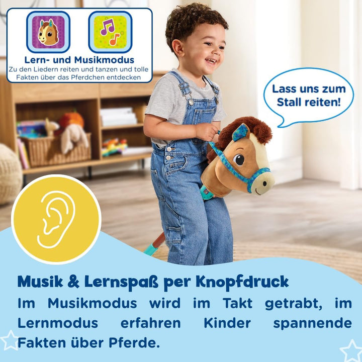 Vtech Galoppier-mit-Mir-Pferd – Interaktives Steckenpferd mit Musik & Lernmodus – Bewegungssensor, P
