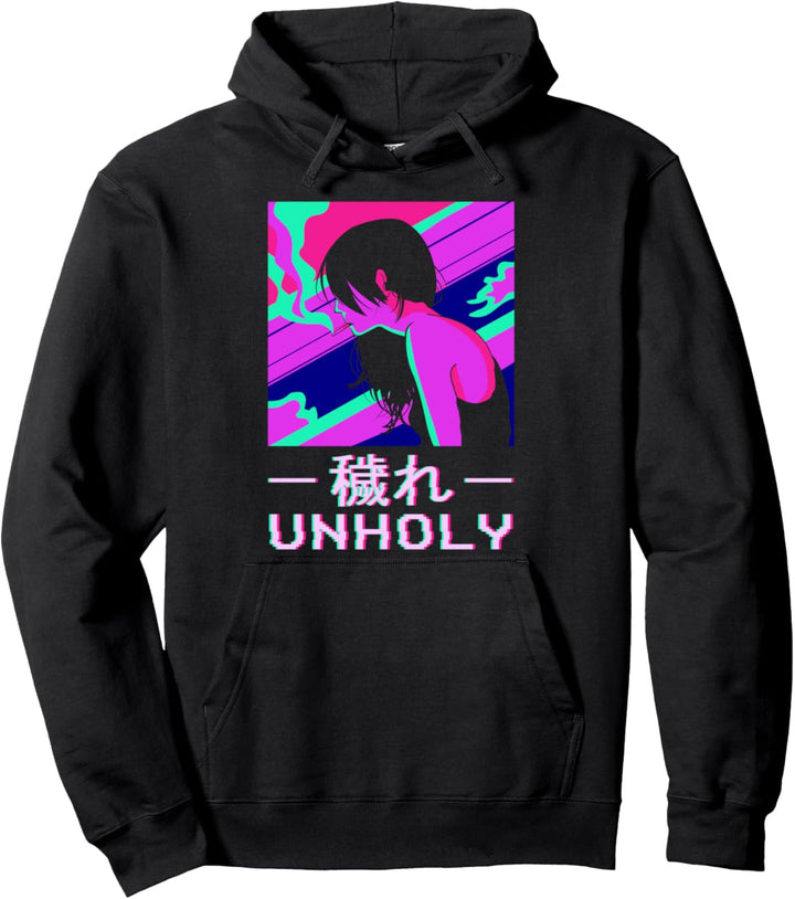 Unholy Soft Grunge Aesthetic Anime Girl Vaporwave Lofi Pullover Hoodie