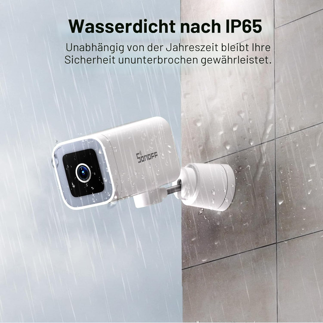 SONOFF CAM-B1P Outdoor-Überwachungskamera, 2K HD & Farbnachtsicht, 180° Panoramaansicht, KI-Menschen