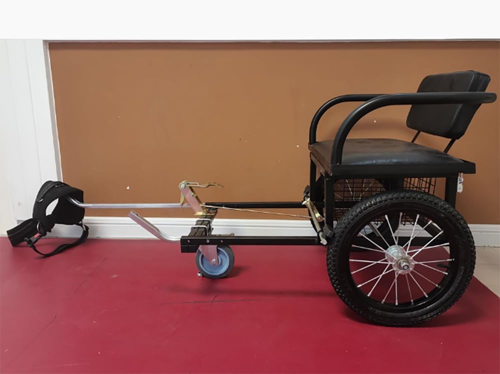 Hundewagen Zum Ziehen Mit Sitz Robuster Hunde-Zugwagen Mit Zuggurt Schwarzer Metallrahmen Perfekt Fü