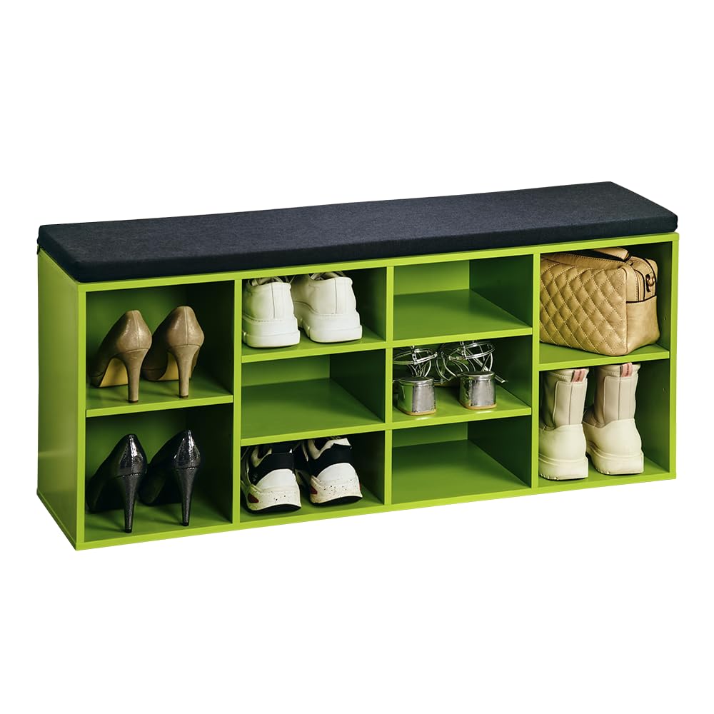 Kesper | Schuhschrank mit Sitzkissen, Material: Spanplatte, funiert, Masse: B 103,5 x H 48 x T 29,5
