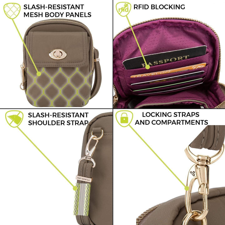 Travelon Damen Anti-diebstahl Massgeschneiderte Crossbody-telefontasche Umhängetasche Einheitsgrösse