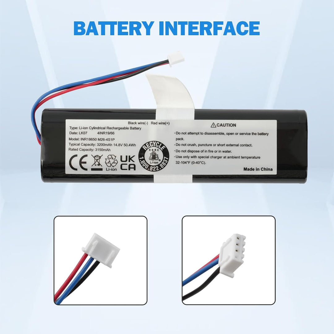 3200 mAh 14,4 V Roboter-Staubsauger-Ersatzakku für Deebot N8, N8+, N8 Pro, Deebot N5, Deebot T5 Neo/