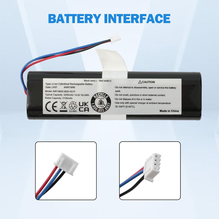 3200 mAh 14,4 V Roboter-Staubsauger-Ersatzakku für Deebot N8, N8+, N8 Pro, Deebot N5, Deebot T5 Neo/