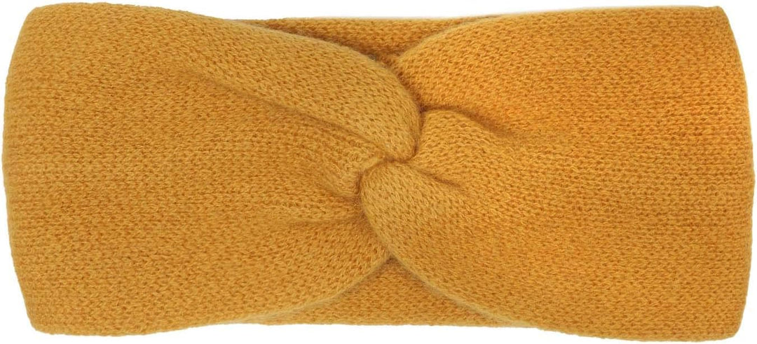 Zwillingsherz Stirnband aus 100% Kaschmir - Hochwertiges Grobstrick-Kopfband im Uni für Damen Frauen